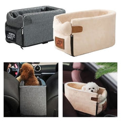 Pet Car Armrest Seat, comfortable and secure armrest seat for pets during car rides, ideal for small dogs