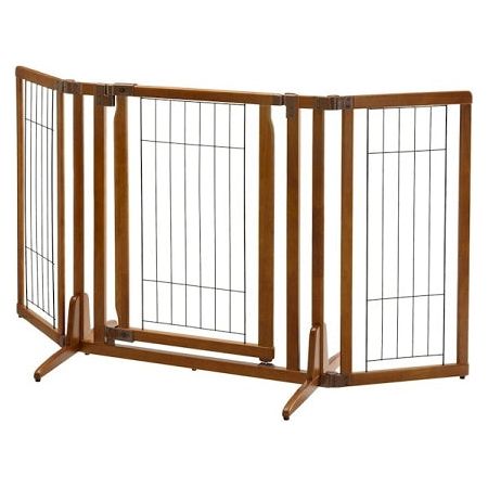 Richell Premium Plus Freestanding Pet Gate with Door, sturdy and elegant pet gate with a convenient walk-through door, perfect for easy access while securing spaces