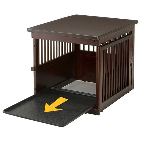 Richell End Table Dog Crate for Medium to Large Dogs, stylish and functional wooden dog crate that doubles as an end table, providing a cozy space for pets