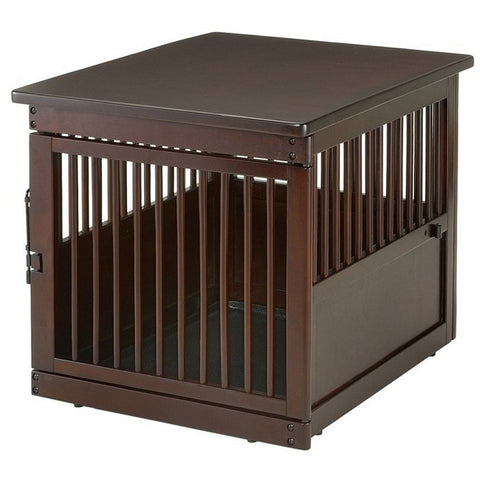 Richell End Table Dog Crate for Medium to Large Dogs, stylish and functional wooden dog crate that doubles as an end table, providing a cozy space for pets