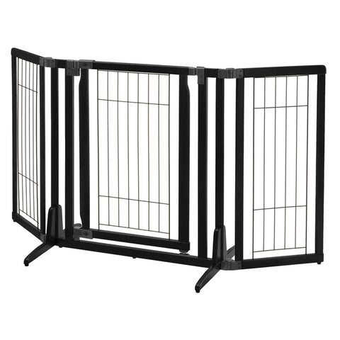 Richell Premium Plus Freestanding Pet Gate in Black, elegant and sturdy freestanding gate with a premium design, perfect for securing spaces while blending into home decor