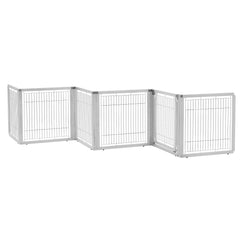 Richell Convertible Elite 6 Panel Pet Gate in Origami White, elegant and adjustable pet gate with a sleek design for flexible indoor pet containment