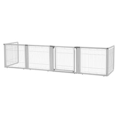 Richell Convertible Elite 6 Panel Pet Gate in Origami White, elegant and adjustable pet gate with a sleek design for flexible indoor pet containment