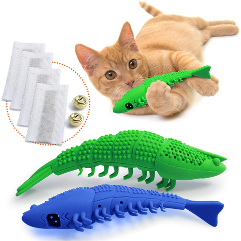 Pet Cat Toothbrush Toy, dual-purpose toy for dental hygiene and play, designed to clean cats' teeth while they play